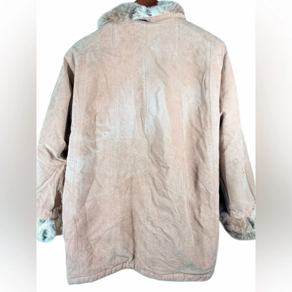 WINLIT New York Reversible Genuine Leather Faux Fur Coat Jacket Size M